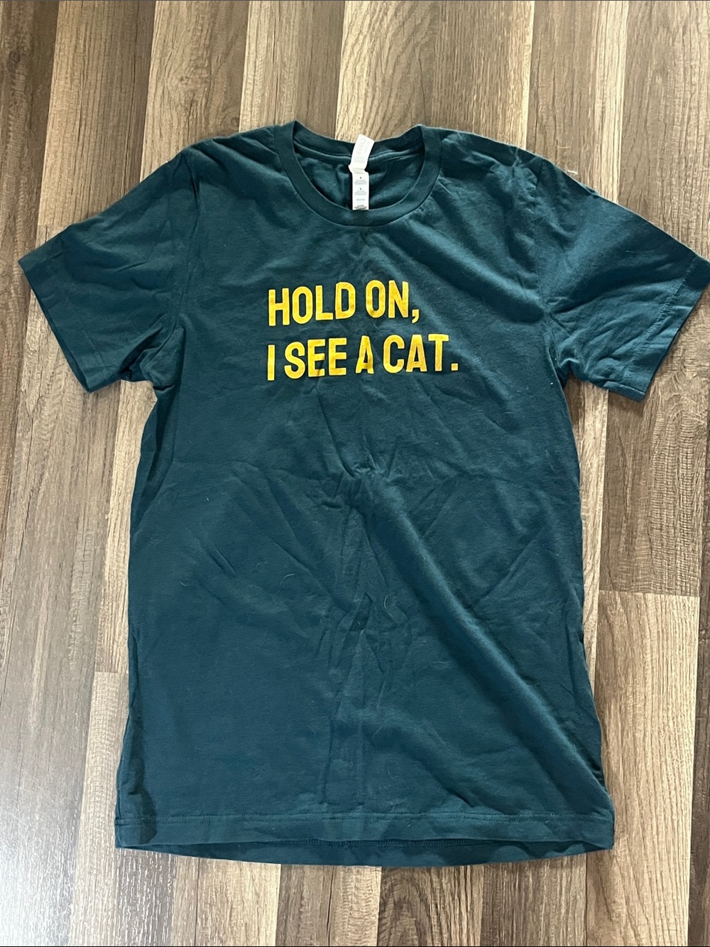 Bella Canvas Dark Green T-Shirt with Yellow Text from Cat Lady Box